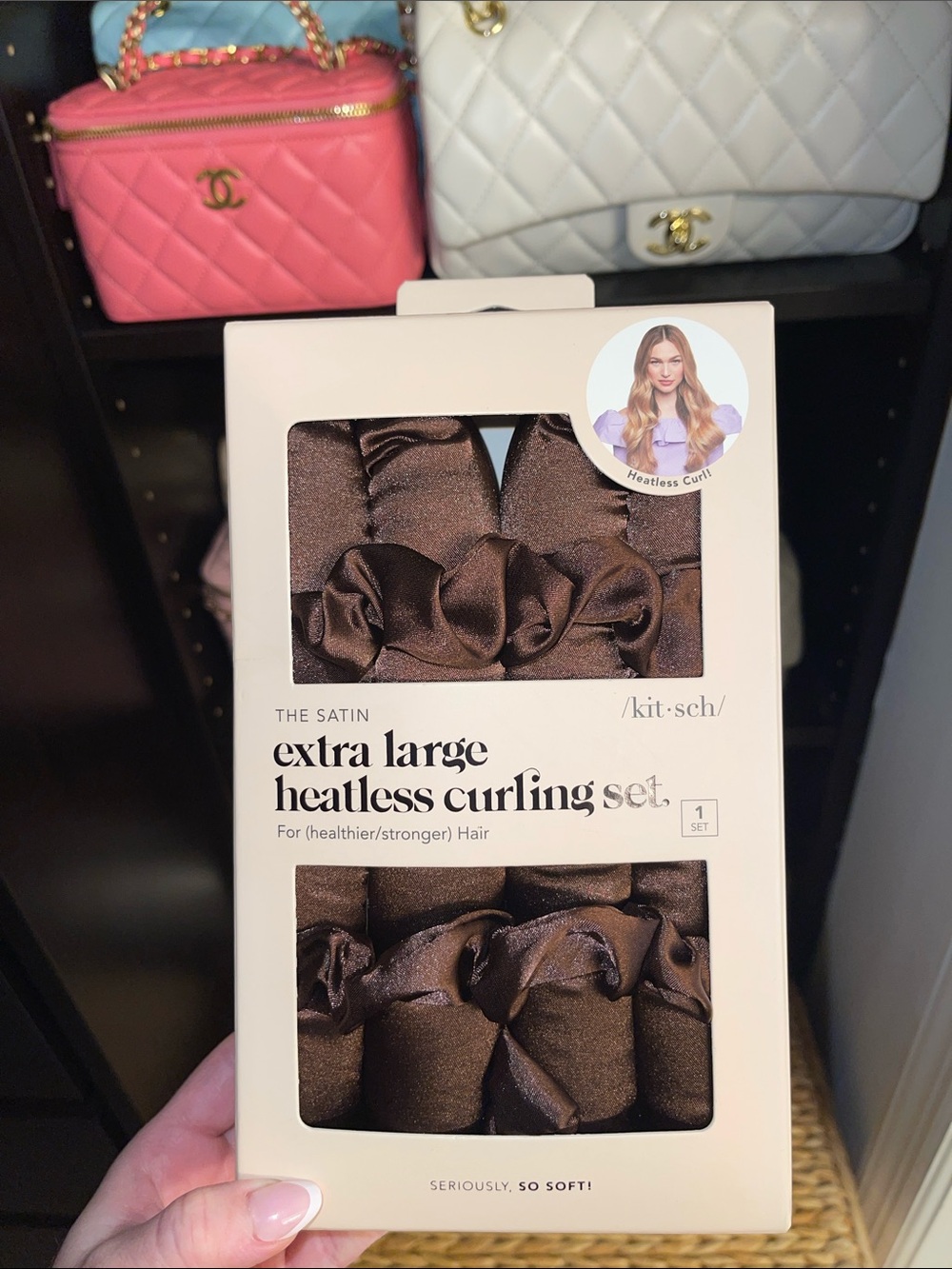 🪞NWT Kitsch Extra Large Satin Heatless Curling Set - Brown🪞